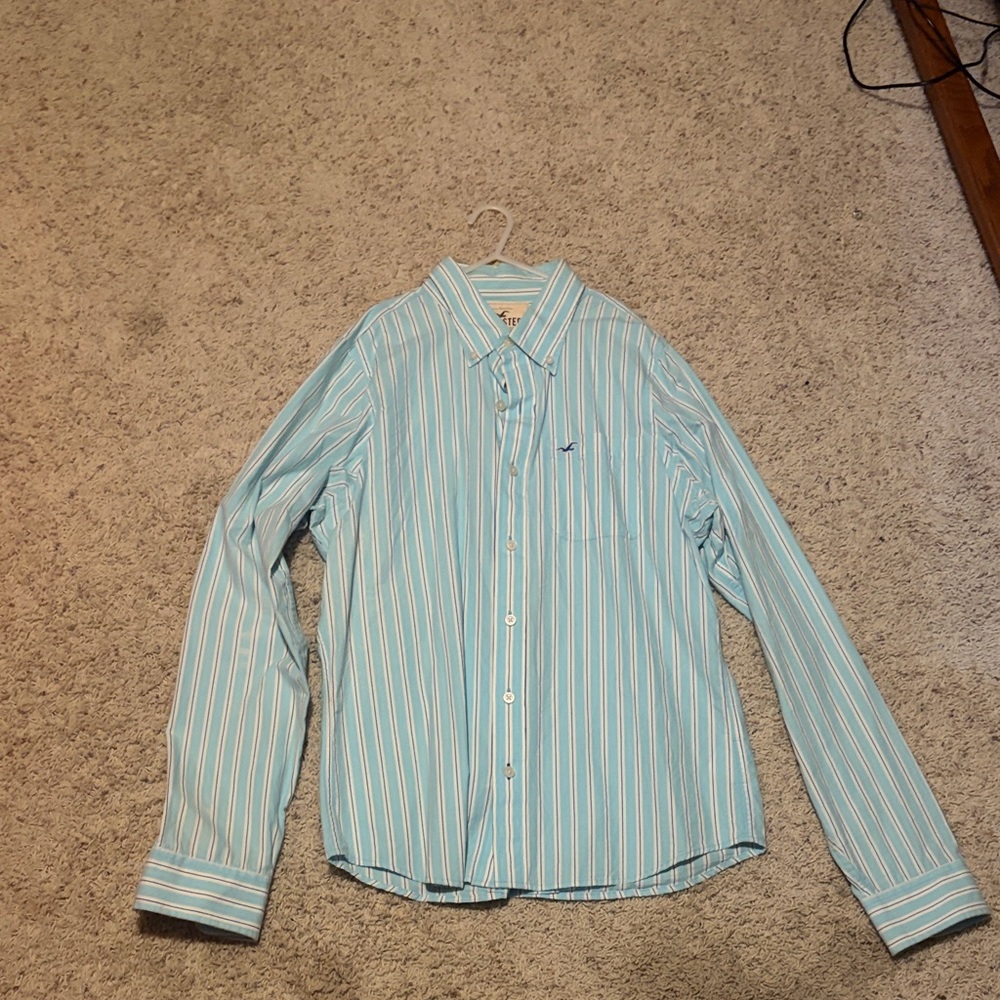 Hollister Light Blue Striped Shirt